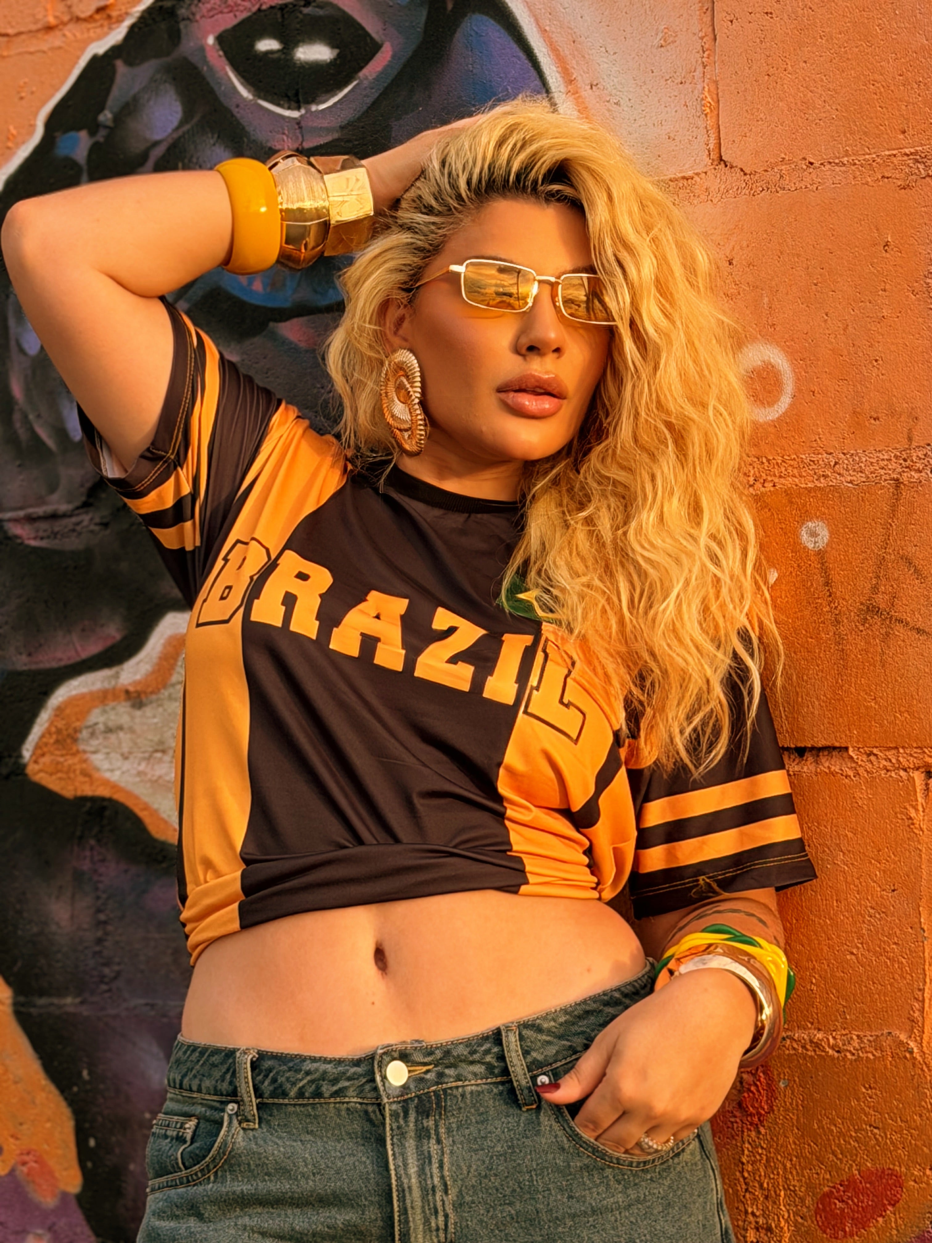 T Shirt Brasil suede preta