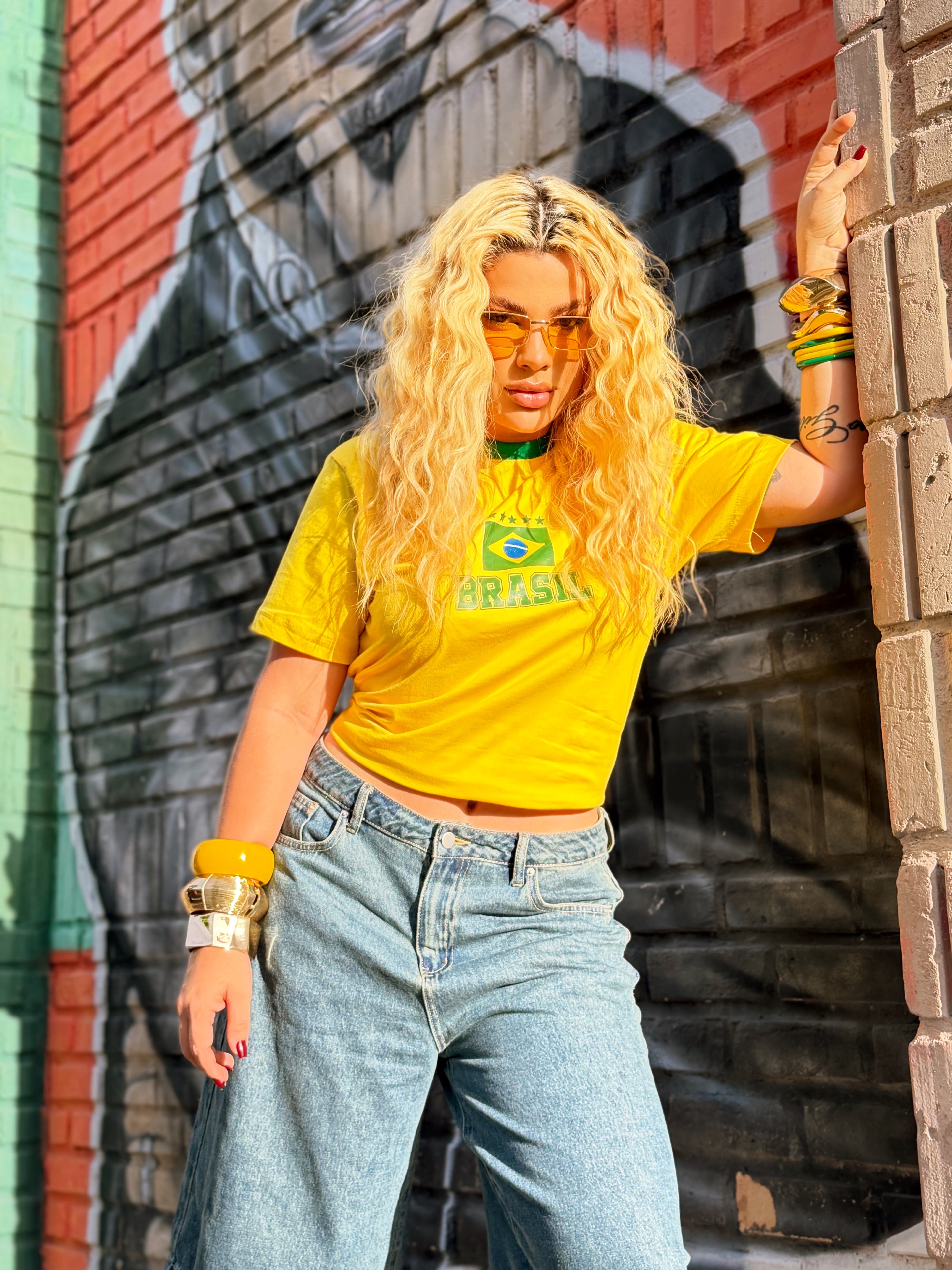 T Shirt Brasil amarela