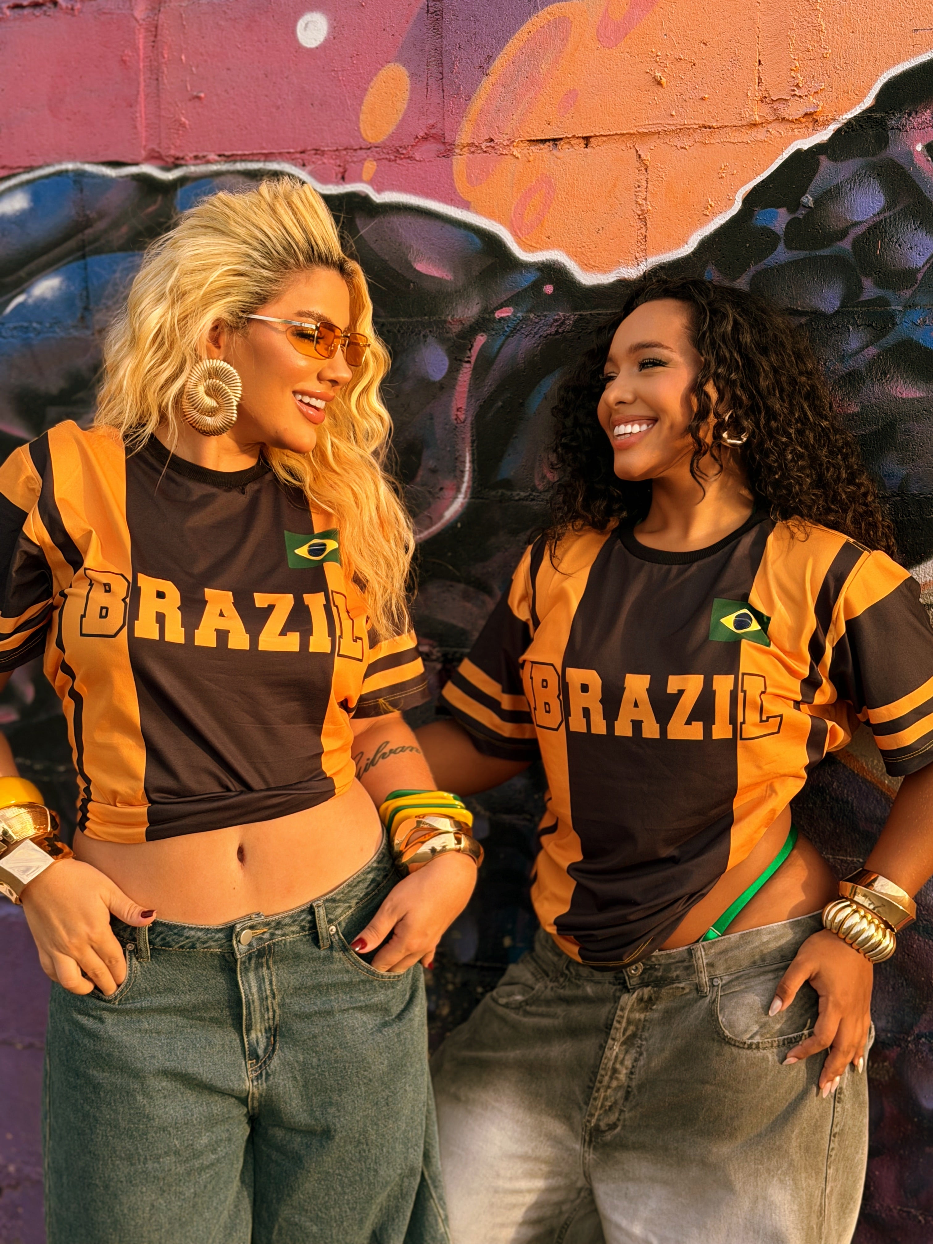 T Shirt Brasil suede preta
